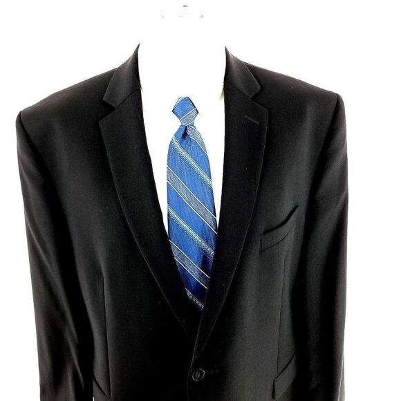 Calvin Klein Wool 2 Button Blazer 42R Black Tagged 46R Has Been Tailored From Or - Picture 1 of 10